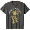 imageMarvel Christmas Groot Jingle Around Portrait TShirtAsphalt Grey