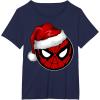 imageMarvel Christmas SpiderMan Santa Hat TShirtNavy Blue
