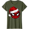 imageMarvel Christmas SpiderMan Santa Hat TShirtOlive Green