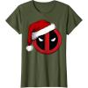 imageMarvel Deadpool Icon Santa Hat Christmas Graphic TShirtOlive Green
