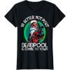imageMarvel Deadpool Is Coming To Town Christmas TShirtBlack