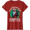 imageMarvel Deadpool Is Coming To Town Christmas TShirtCranberry Red