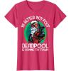 imageMarvel Deadpool Is Coming To Town Christmas TShirtRed Heather