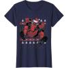 imageMarvel Deadpool Santa Hat Ugly Sweater Christmas TShirtNavy Blue