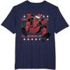 imageMarvel Deadpool Santa Hat Ugly Sweater Christmas TShirtNavy Blue