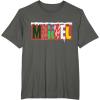 imageMarvel Logo with Christmas Holiday Avengers Decorations TShirtAsphalt Grey