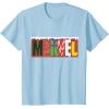 imageMarvel Logo with Christmas Holiday Avengers Decorations TShirtBaby Blue