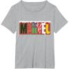 imageMarvel Logo with Christmas Holiday Avengers Decorations TShirtHeather Grey