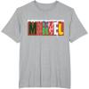 imageMarvel Logo with Christmas Holiday Avengers Decorations TShirtHeather Grey