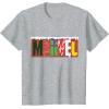 imageMarvel Logo with Christmas Holiday Avengers Decorations TShirtHeather Grey