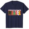imageMarvel Logo with Christmas Holiday Avengers Decorations TShirtNavy Blue