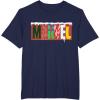 imageMarvel Logo with Christmas Holiday Avengers Decorations TShirtNavy Blue