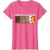 imageMarvel Logo with Christmas Holiday Avengers Decorations TShirtPink Heather