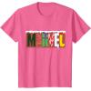 imageMarvel Logo with Christmas Holiday Avengers Decorations TShirtPink Heather