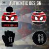 imageMarvel SpiderMan Kids Winter Hat and Snow Gloves for Boys and Toddlers 2 Pc Set PomPom Beanie with Warm MittensBlack Red 917