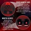 imageMarvel SpiderMan Kids Winter Hat and Snow Gloves for Boys and Toddlers 2 Pc Set PomPom Beanie with Warm MittensBlack Red Web
