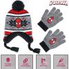 imageMarvel SpiderMan Kids Winter Hat and Snow Gloves for Boys and Toddlers 2 Pc Set PomPom Beanie with Warm MittensGrey Red Stripes