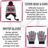 imageMarvel SpiderMan Kids Winter Hat and Snow Gloves for Boys and Toddlers 2 Pc Set PomPom Beanie with Warm MittensGrey Red Stripes