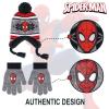 imageMarvel SpiderMan Kids Winter Hat and Snow Gloves for Boys and Toddlers 2 Pc Set PomPom Beanie with Warm MittensGrey Red Stripes