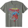 imageMarvel The Amazing SpiderMan Vintage Comic Poster TShirtOlive Heather