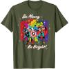 imageMarvel Avengers Christmas Holiday Retro Be Merry Be Bright TShirtOlive Green