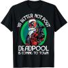 imageMarvel Deadpool Is Coming To Town Christmas TShirtBlack