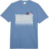 imageMarvel Holiday Snow Logo with Rocket Raccoon and Snowman Comfort Colors Adult Heavyweight TShirtDeep Blue
