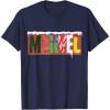 imageMarvel Logo with Christmas Holiday Avengers Decorations TShirtNavy Blue