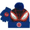 imageMarvel SpiderMan Kids Winter Hat and Snow Gloves for Boys and Toddlers 2 Pc Set PomPom Beanie with Warm MittensBlack Red Blue