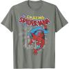 imageMarvel The Amazing SpiderMan Vintage Comic Poster TShirtOlive Heather