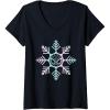 imageWomens Marvel SpiderMan Winter Holiday Snowflake Logo VNeck TShirtBlack