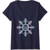 imageWomens Marvel SpiderMan Winter Holiday Snowflake Logo VNeck TShirtNavy Blue