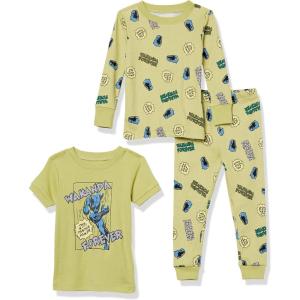 imageAmazon Essentials Boys SnugFit Pajama Sleep Sets 3PieceMarvel Black Panther