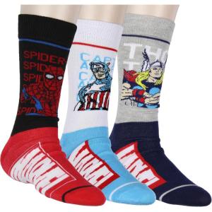 imageBioworld Marvel Comics Spiderman Captain America Thor Character 3Pack MidCalf Adult Superhero Crew Socks