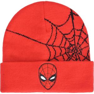 imageConcept One Marvel SpiderMan Beanie Hat Game Logo Winter Knit Cap with CuffRed