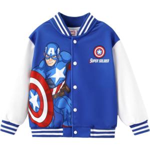 imageDisney Marvel Spider Man Bomber Jacket Toy Story Cars Mcqueen Varsity Cardigan Lightweight Coat Snap Button Sweatshirts 213YCaptain Americablue