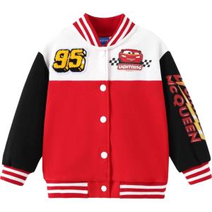 imageDisney Marvel Spider Man Bomber Jacket Toy Story Cars Mcqueen Varsity Cardigan Lightweight Coat Snap Button Sweatshirts 213YCars Lightning Mcqueenred