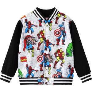 imageDisney Marvel Spider Man Bomber Jacket Toy Story Cars Mcqueen Varsity Cardigan Lightweight Coat Snap Button Sweatshirts 213YMarvel Avengersblack