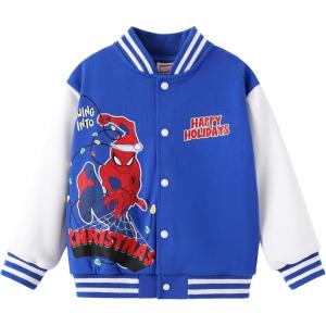 imageDisney Marvel Spider Man Bomber Jacket Toy Story Cars Mcqueen Varsity Cardigan Lightweight Coat Snap Button Sweatshirts 213YSpidermanblue