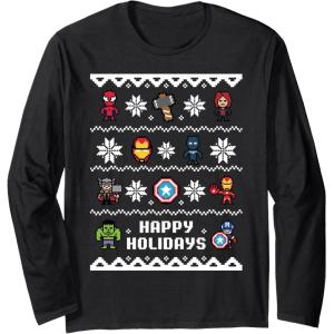 imageMarvel Avengers Christmas Sweater Happy Holidays Long Sleeve TShirtBlack