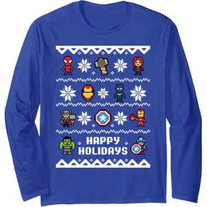 imageMarvel Avengers Christmas Sweater Happy Holidays Long Sleeve TShirtRoyal Blue