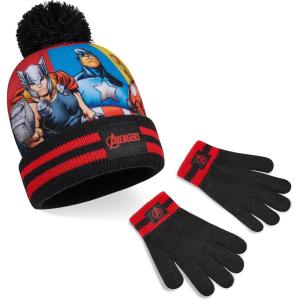 imageMarvel Boys Hat and Gloves Set for Boys Kids Winter Beanie Hat Cold Weather Accessories Set Avengers GiftsBlack Avengers 2 Pcs