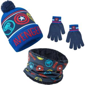 imageMarvel Boys Hat and Gloves Set for Boys Kids Winter Beanie Hat Cold Weather Accessories Set Avengers GiftsBlue Avengers 3 Pcs