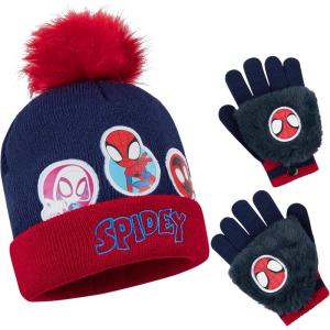 imageMarvel Boys Hat and Gloves Set for Boys Kids Winter Beanie Hat Cold Weather Accessories Set Avengers GiftsNavyRed Spidey 2 Pcs