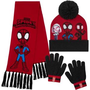 imageMarvel Boys Hat and Gloves Set for Boys Kids Winter Beanie Hat Cold Weather Accessories Set Avengers GiftsRedBlack Spidey 3 Pcs