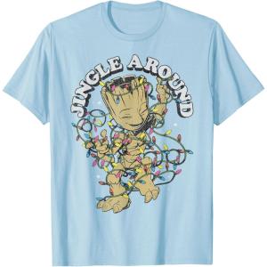 imageMarvel Christmas Groot Jingle Around Portrait TShirtBaby Blue