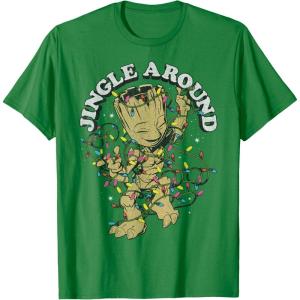 imageMarvel Christmas Groot Jingle Around Portrait TShirtKelly Green