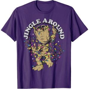 imageMarvel Christmas Groot Jingle Around Portrait TShirtPurple
