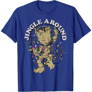 imageMarvel Christmas Groot Jingle Around Portrait TShirtRoyal Blue
