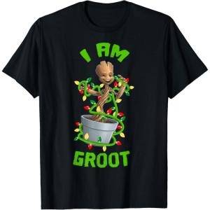 imageMarvel Christmas I Am Groot Cartoon TShirtBlack